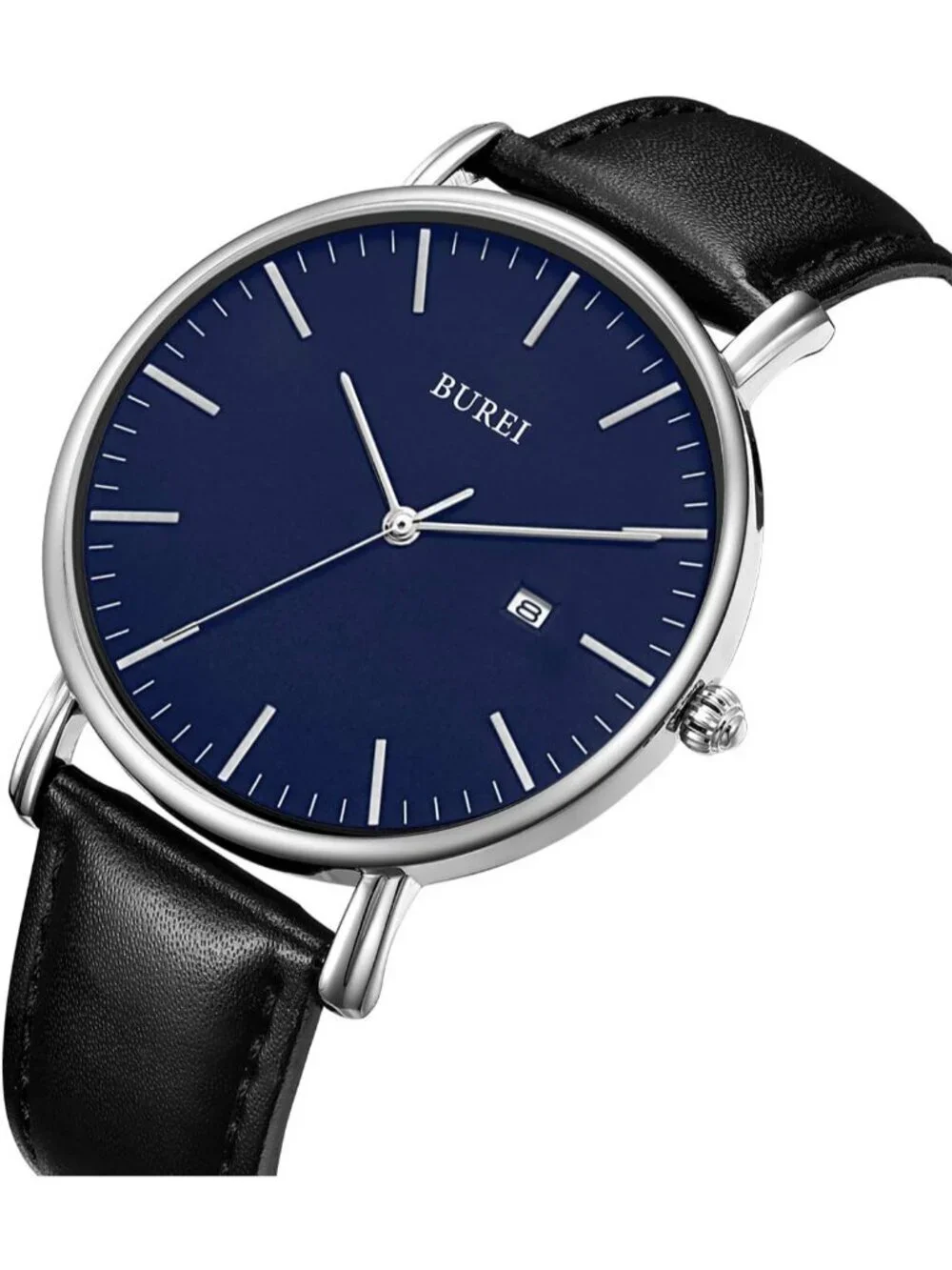 Men's Blue And Black Band Mesh Strap Minimalist Analog Quartz Waterproof Watch